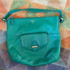 Gorgeous green soft leather Fossil handbag
